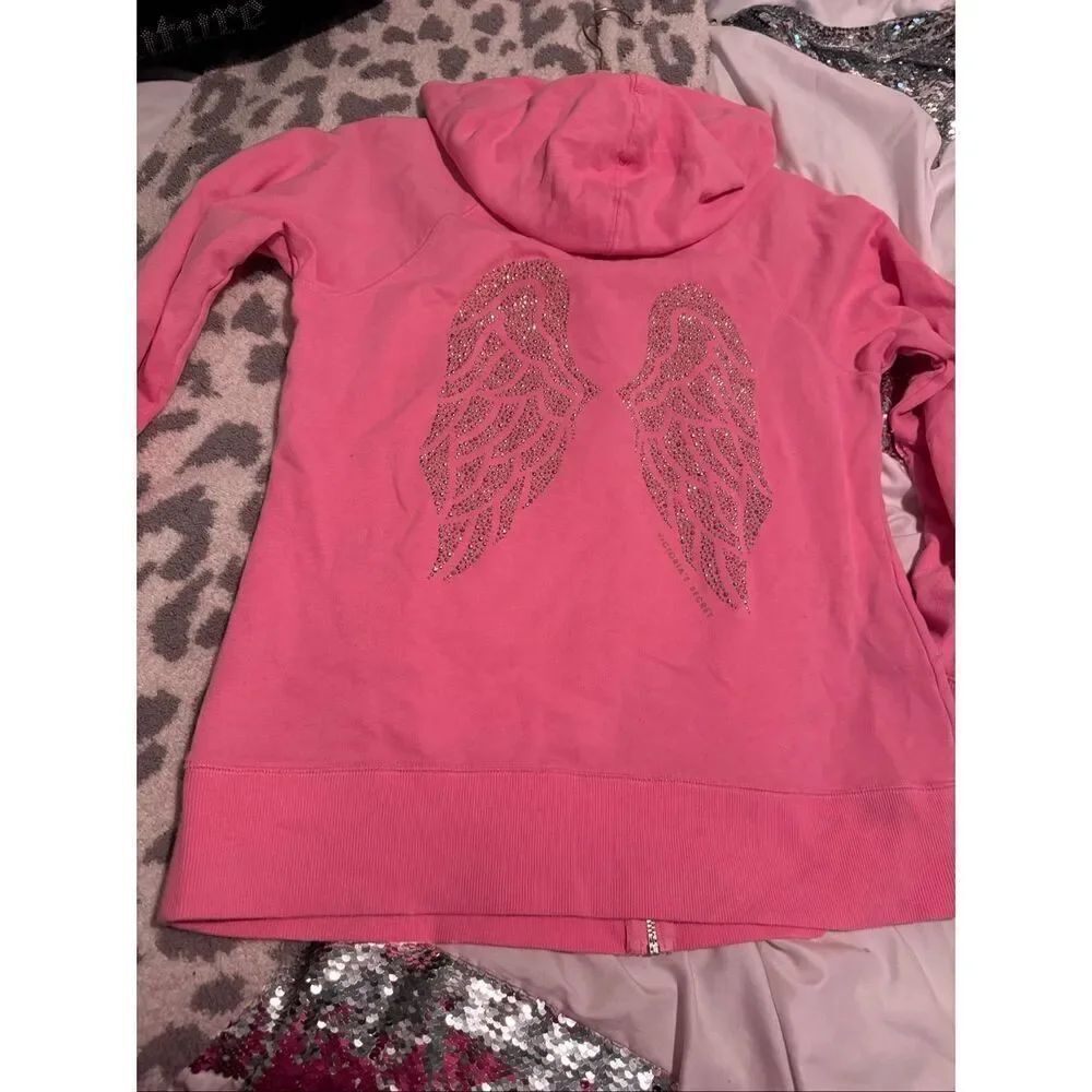 Victoria's Secret Angel Wings Hoodie gold silver hoodie jacket large pink